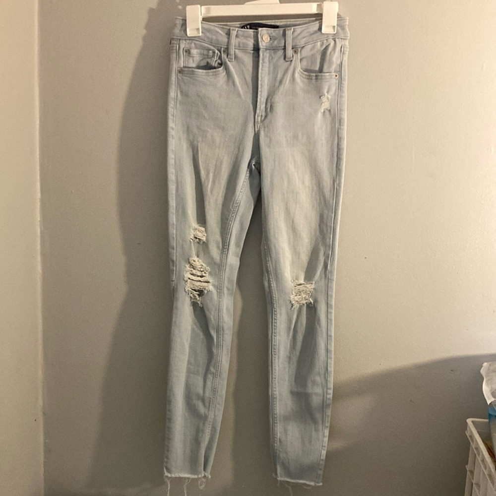 GAP Blue Skinny Jeans with Distressed Details